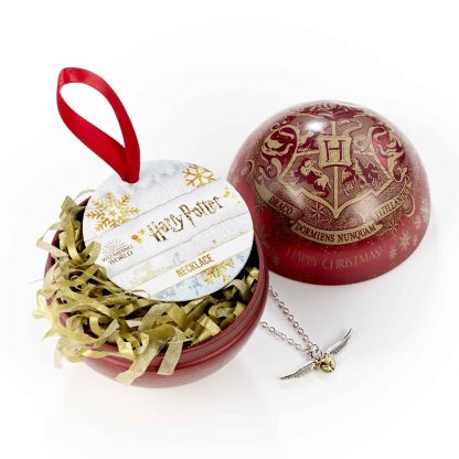 Harry Potter Hogwarts kerstbal met gouden snaai ketting